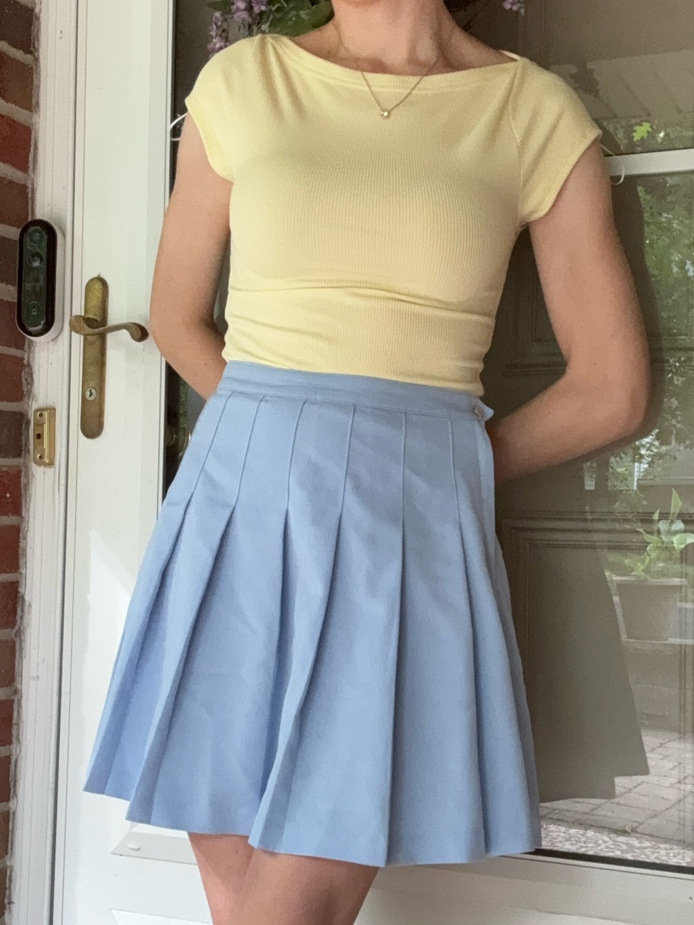 Light Blue Pleated Vintage Style Skirt